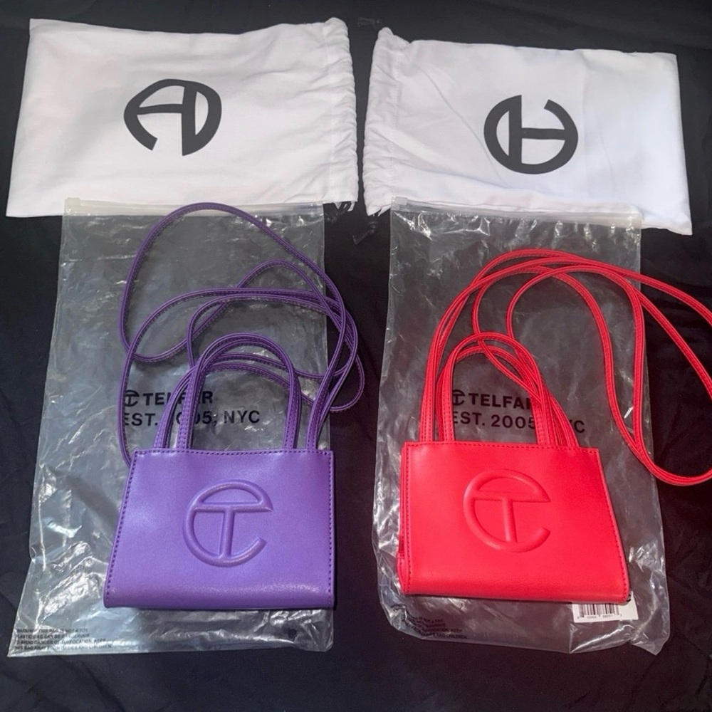 Small telfar shopping bag bundle - red - grape / purple